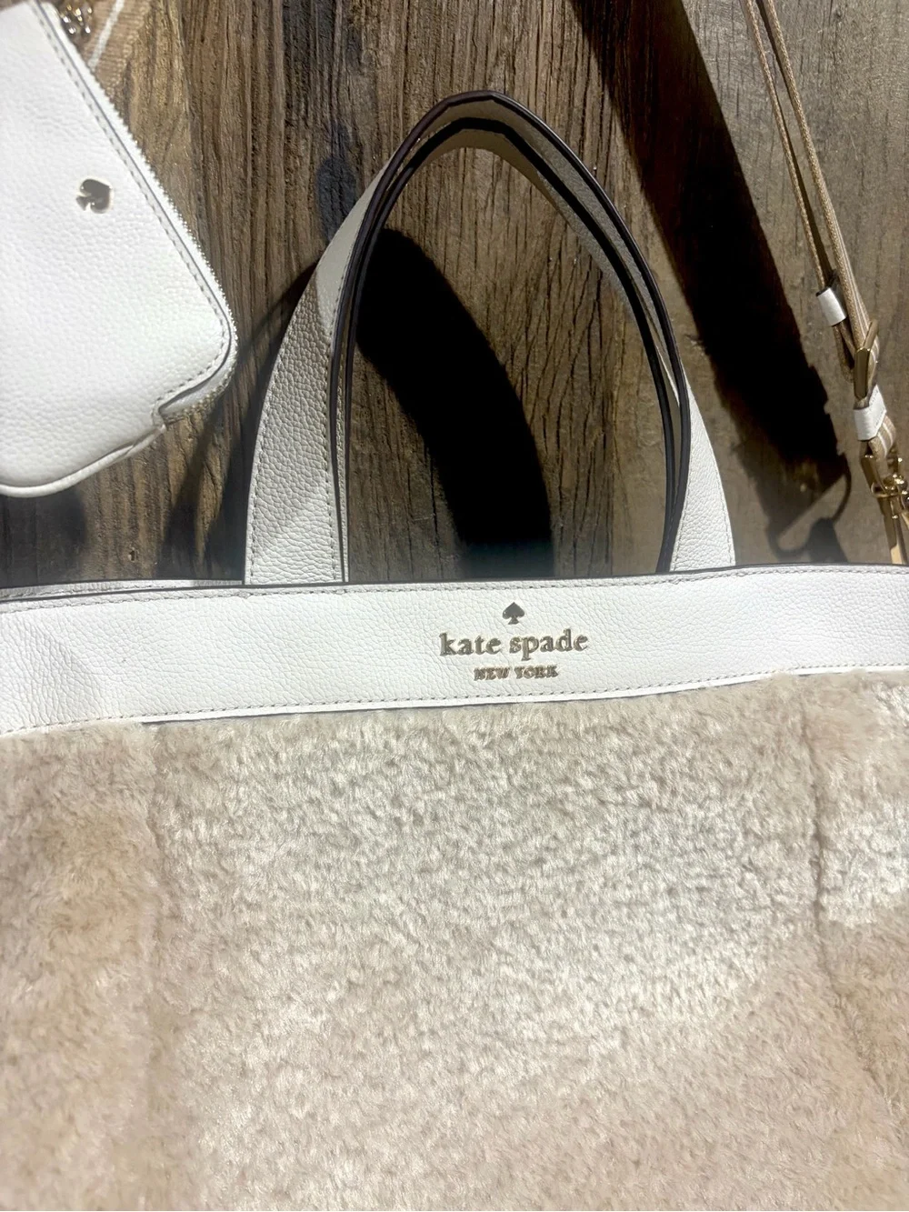 Kate Spade – Rosie Faux Shearling Satchel Crossbody Bag – Natural Multi – Sz. OS
